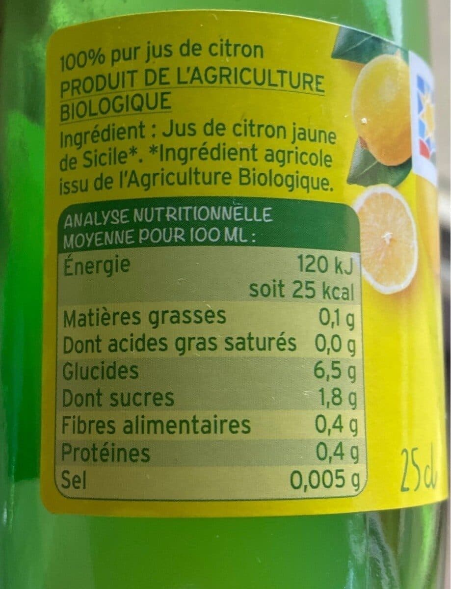 La Vie Claire 100% pur jus de citron packshot