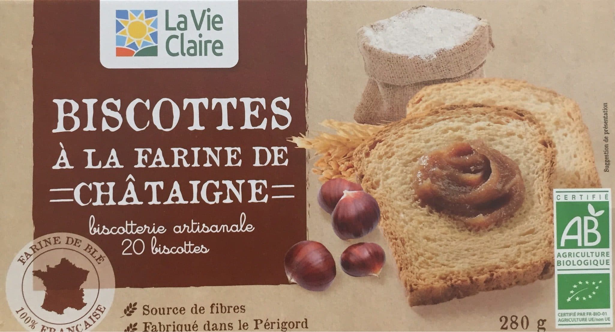 La Vie Claire Biscottes à la farine de châtaigne packshot