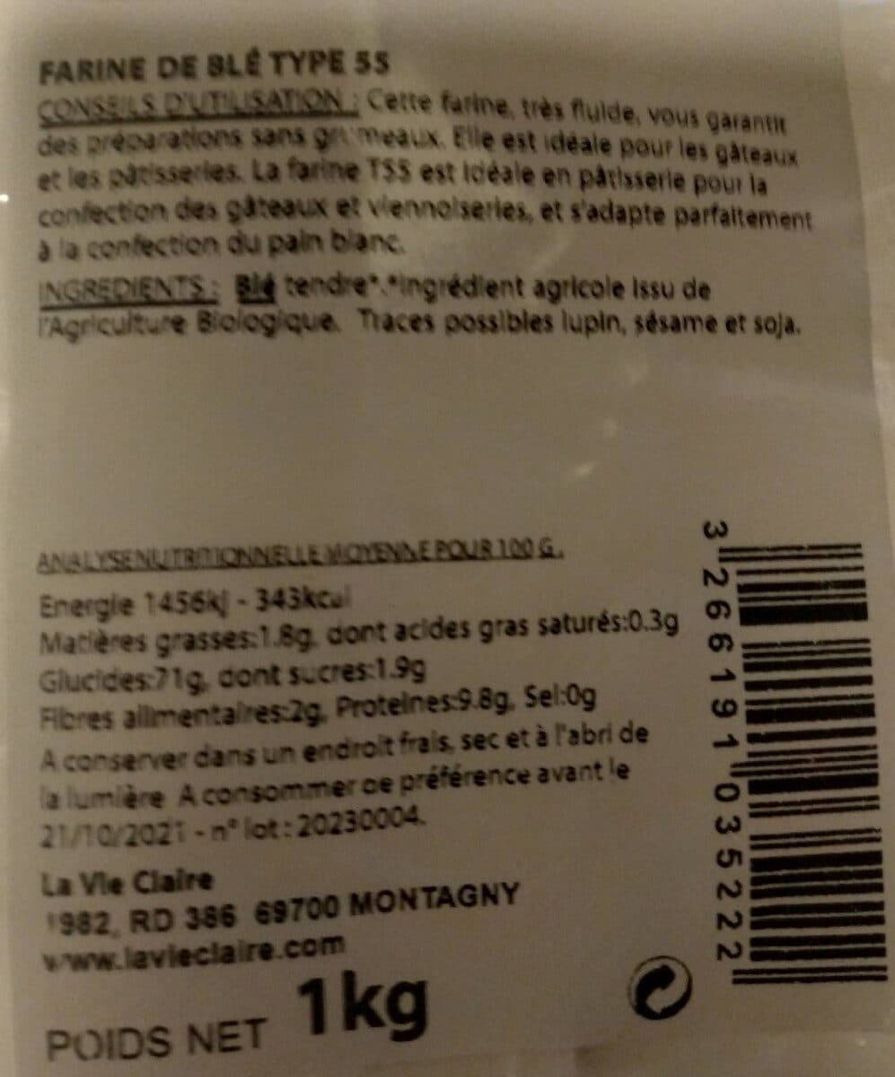 La Vie Claire Farine de blé T55 packshot
