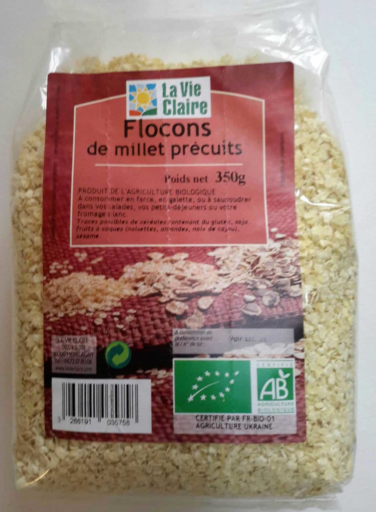 La Vie Claire Flocons Millet précuits packshot