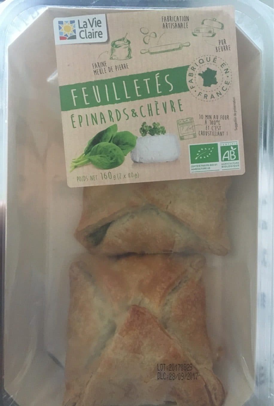 La vie Claire Feuilletes epinards et chevre packshot