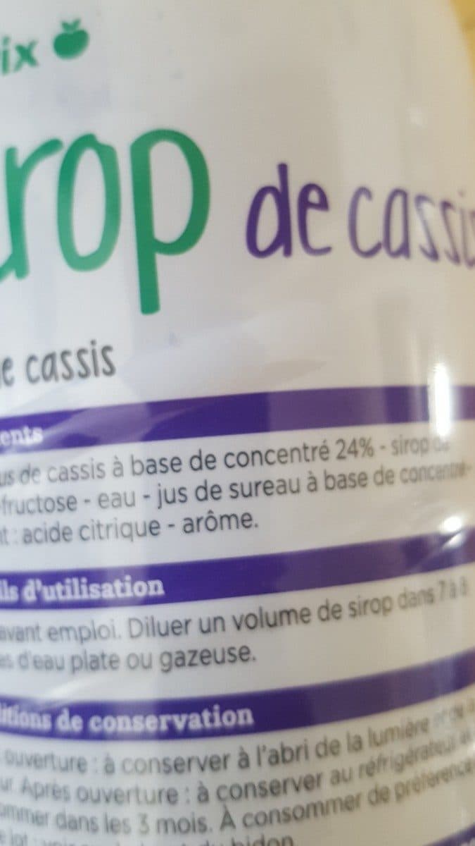 La Vie Claire Sirop cassis packshot