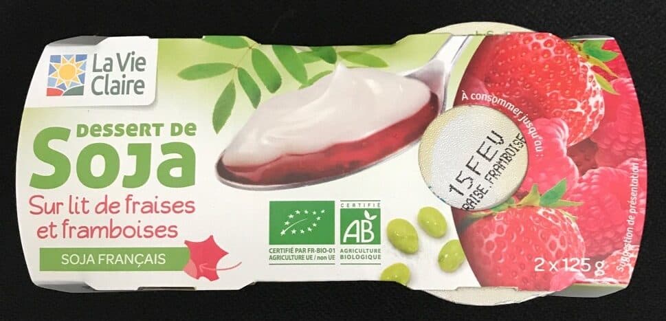 La Vie Claire Dessert de soja sur lit de fraise framboise packshot