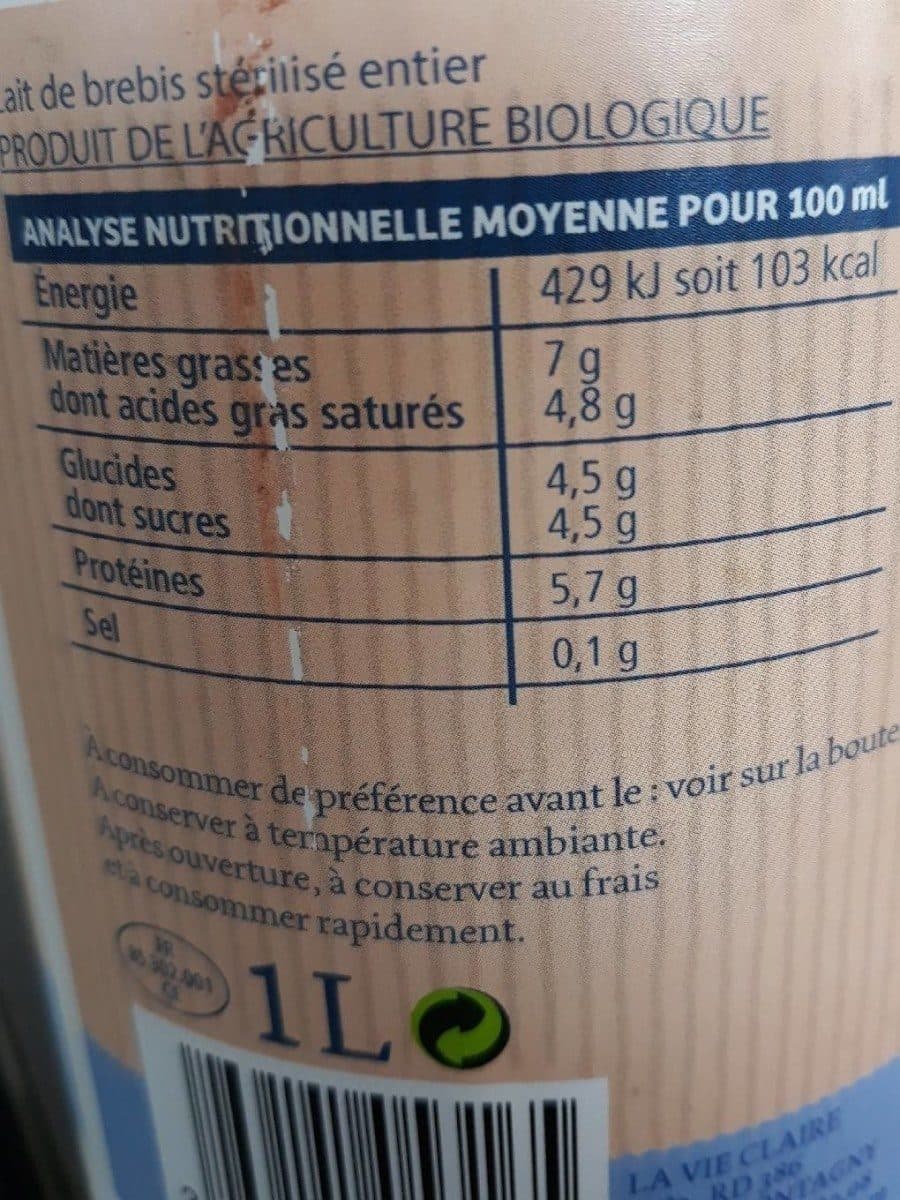 La Vie Claire Lait de brebis packshot