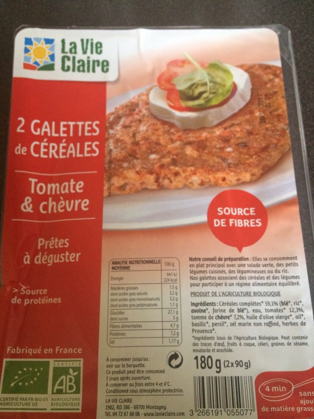 La Vie Claire Galette tomate chevre packshot
