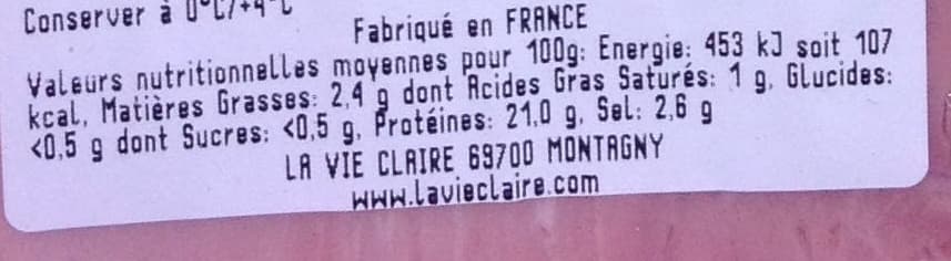 La vie claire Jambon blanc découenné et dégraissé packshot
