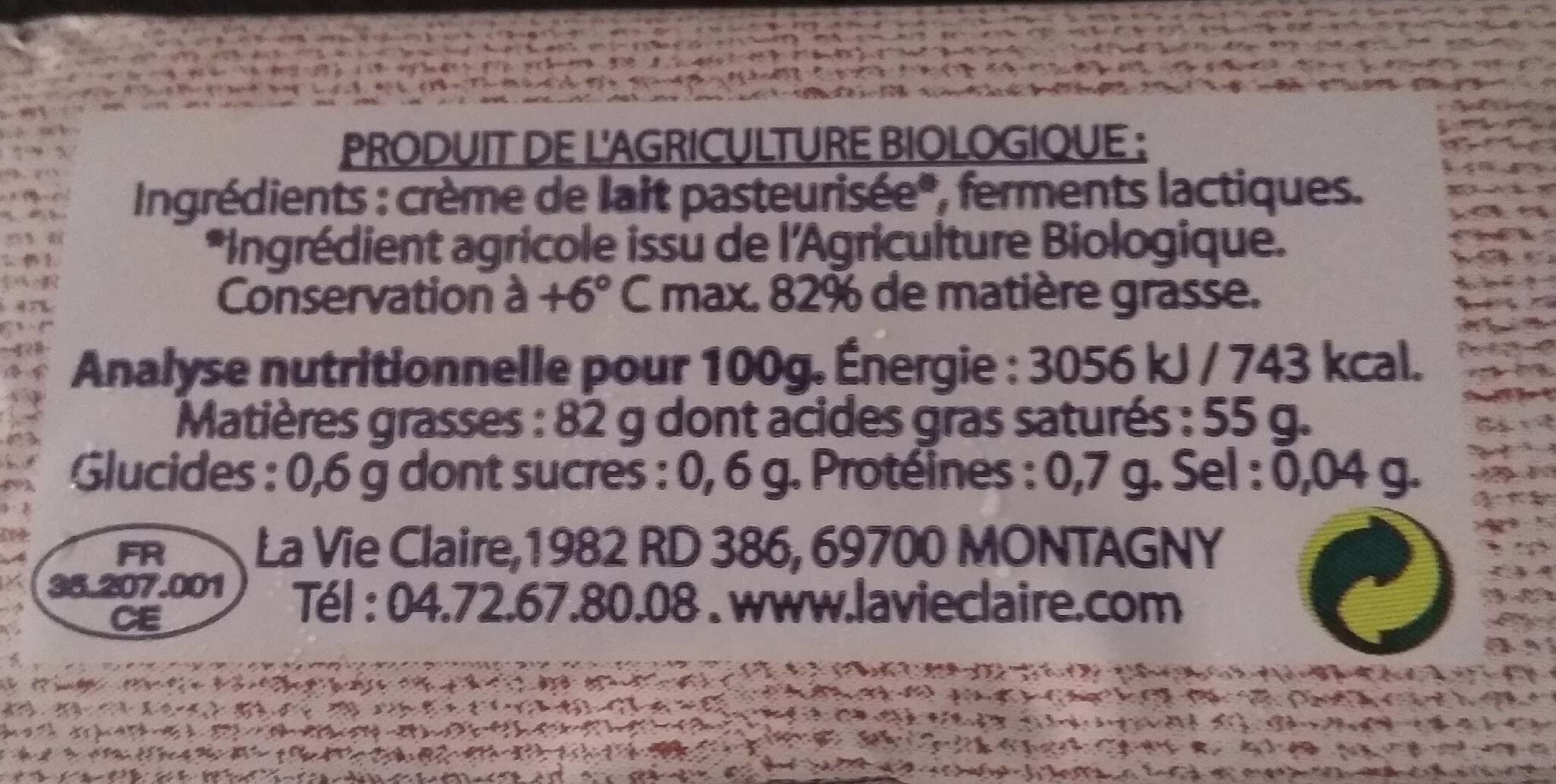 La Vie Claire Beurre De Baratte Doux packshot