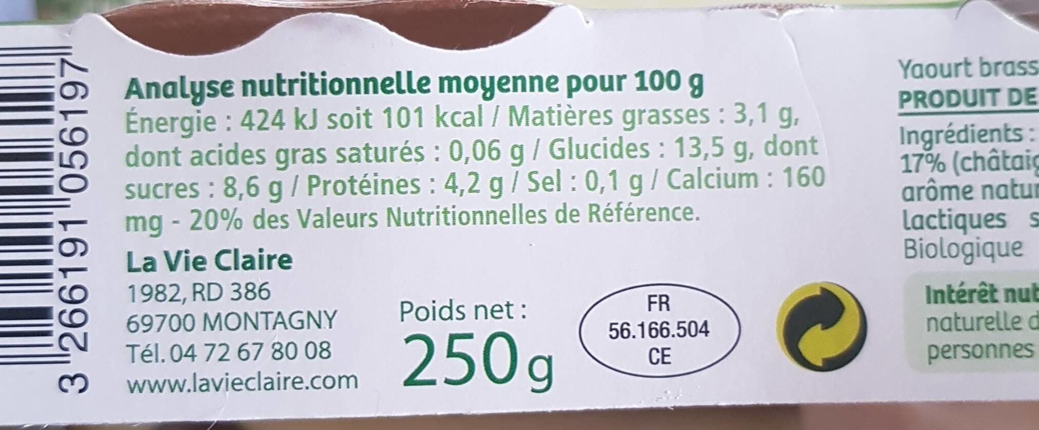 La Vie Claire Yaourt à la châtaigne packshot