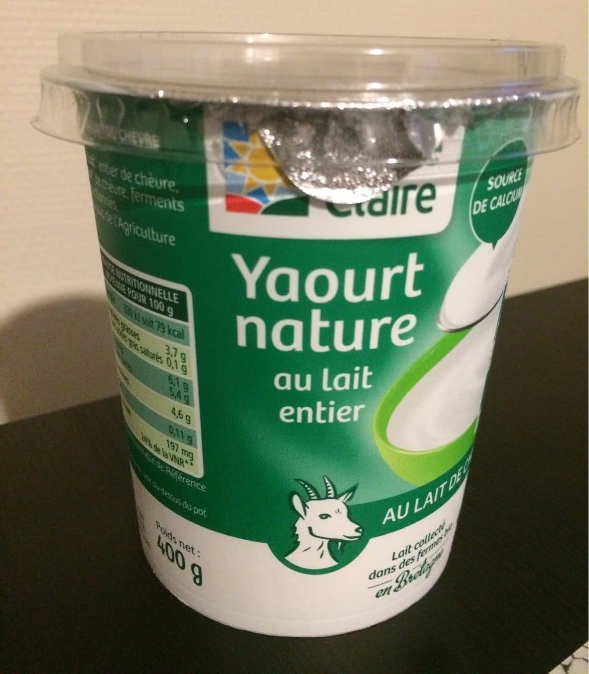 La Vie Claire Yaourt nature au lait entier de chèvre packshot