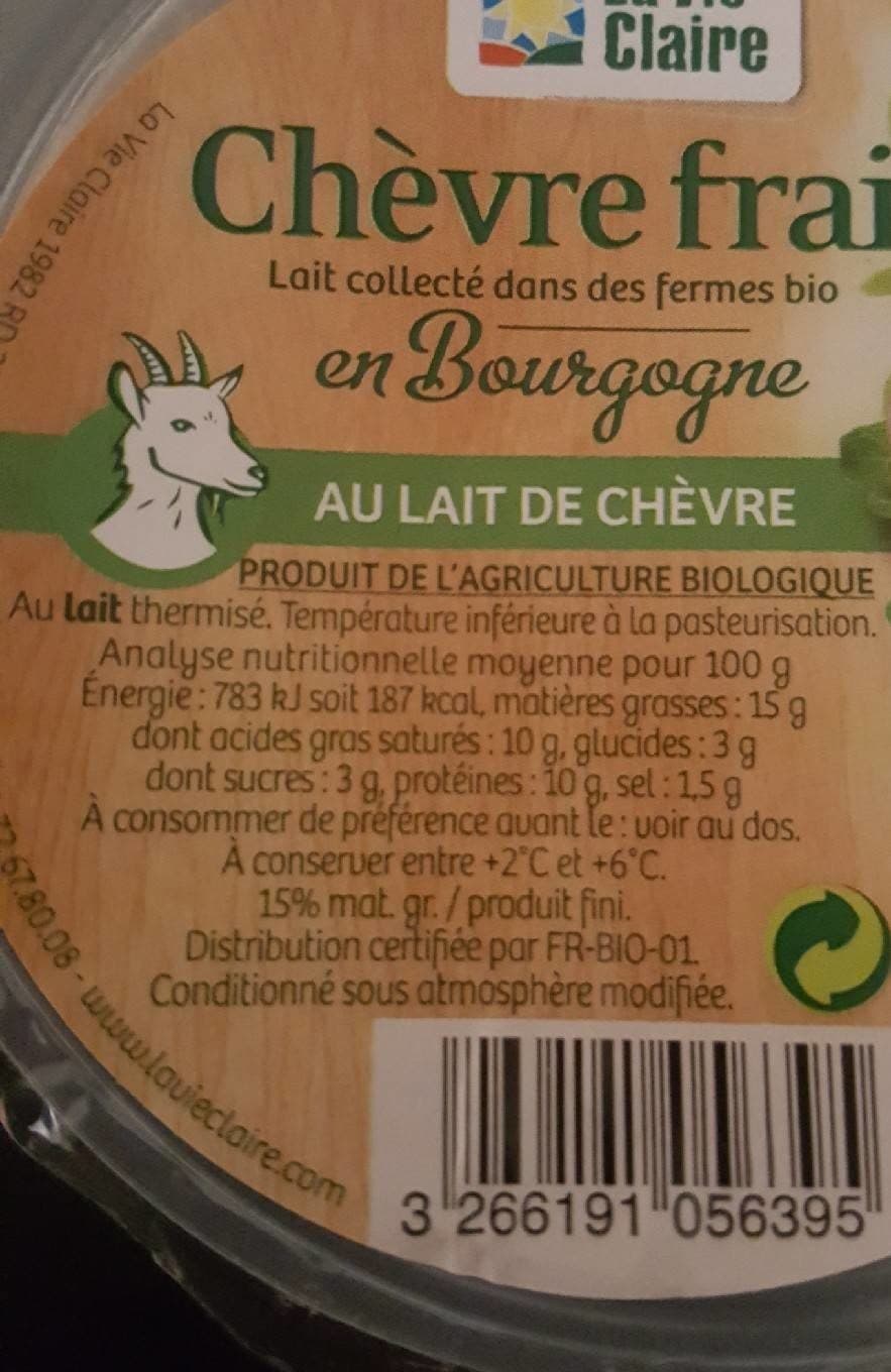 La Vie Claire Chèvre frais packshot
