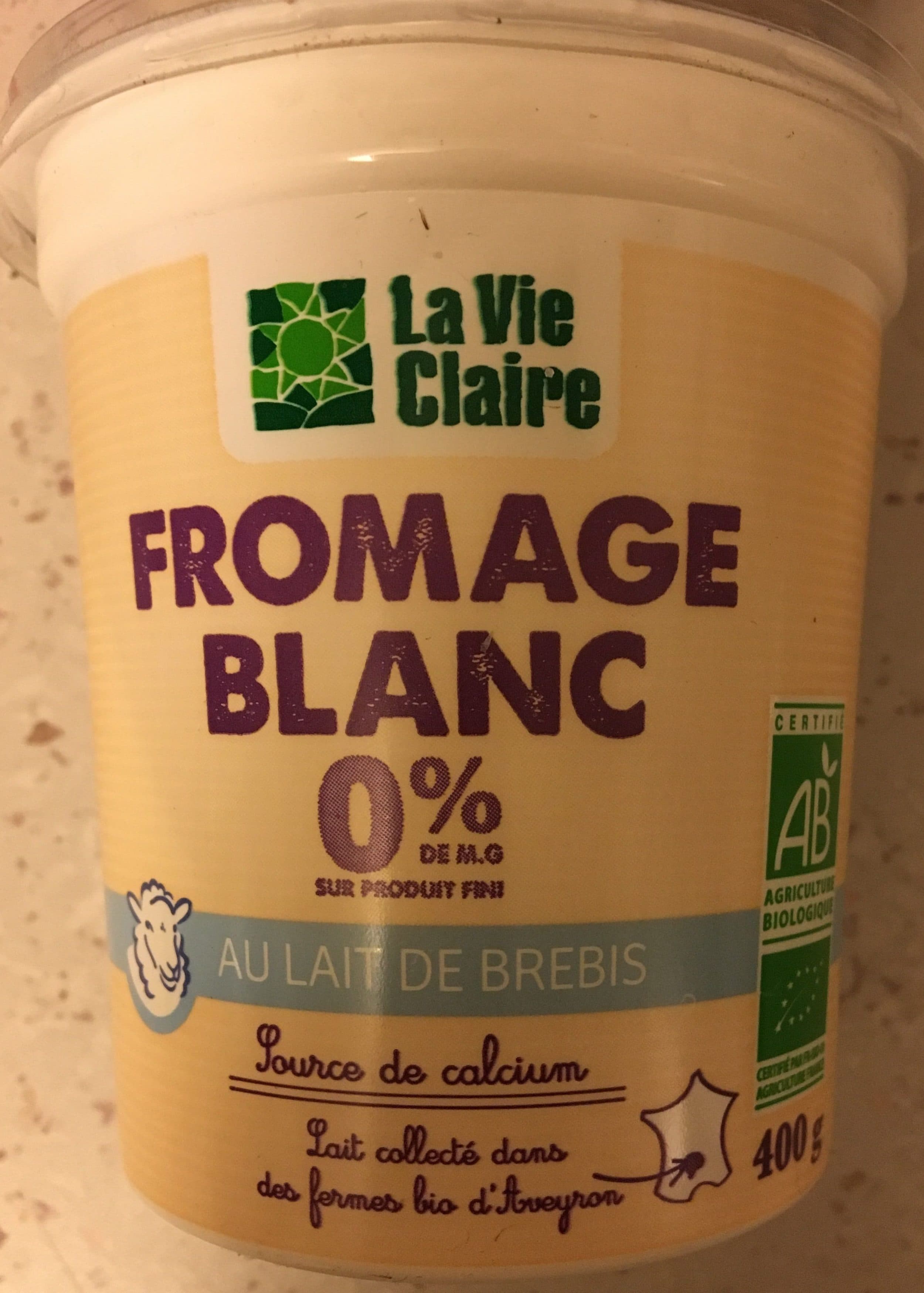 La Vie Claire Fromage blanc 0% au lait de brebis packshot