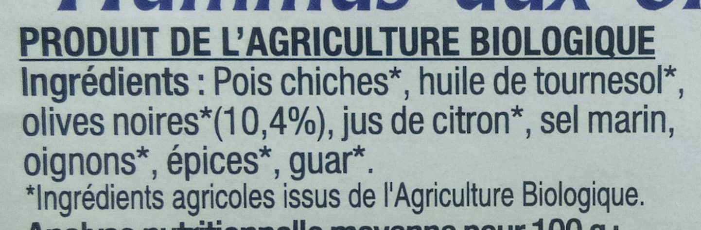 La Vie Claire Hummus aux Olives Noires packshot