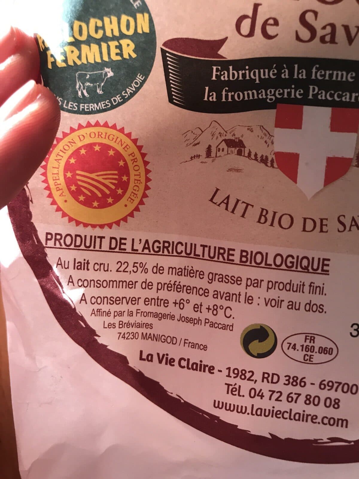 La Vie Claire Reblochon de Savoie packshot