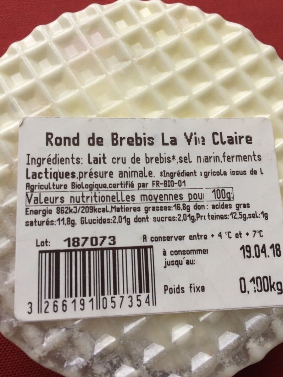 La Vie Claire Fromage rond de brebis packshot