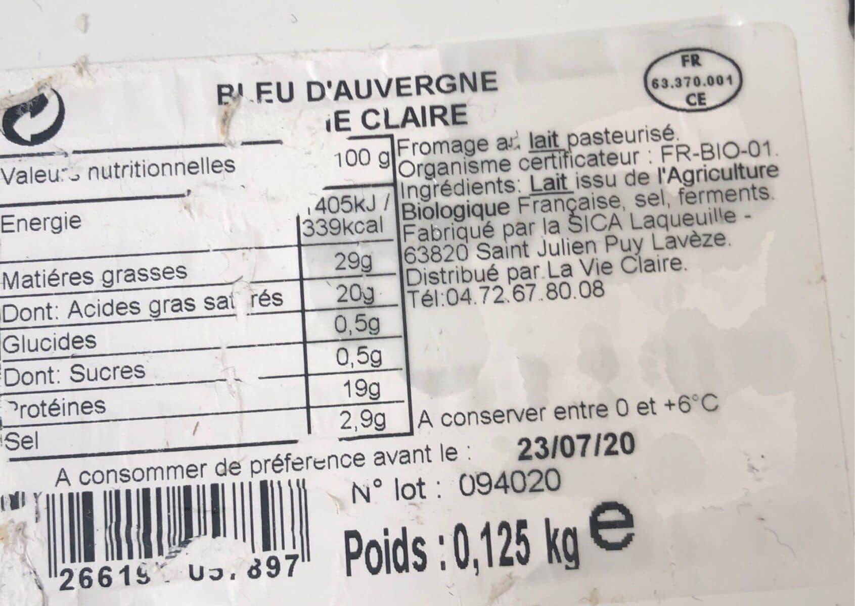 La Vie Claire Bleu d'auvergne packshot