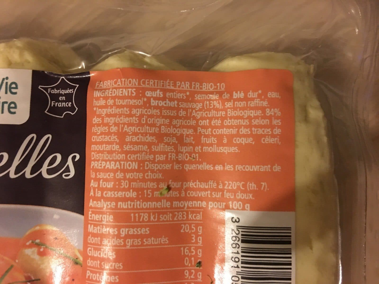 La Vie Claire quenelles packshot