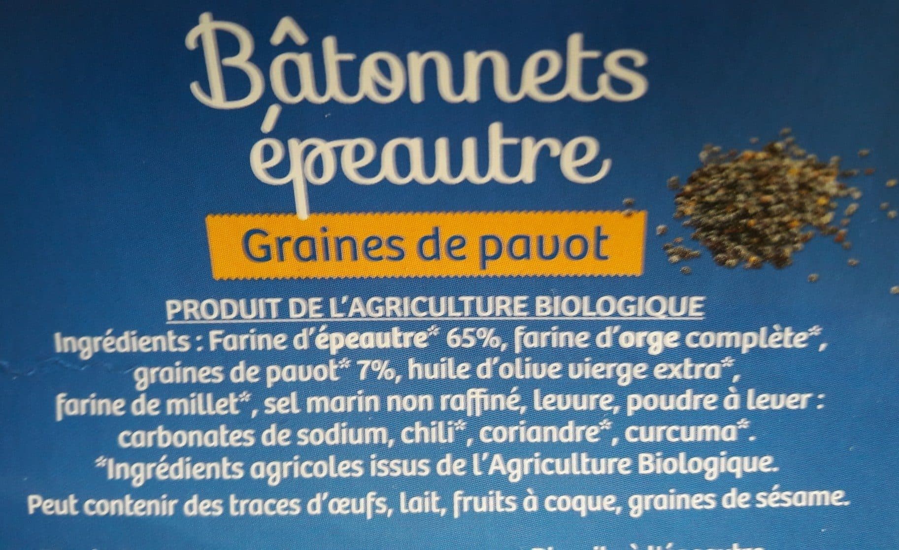 La Vie Claire Bâtonnets épeautre au graines de pavot packshot