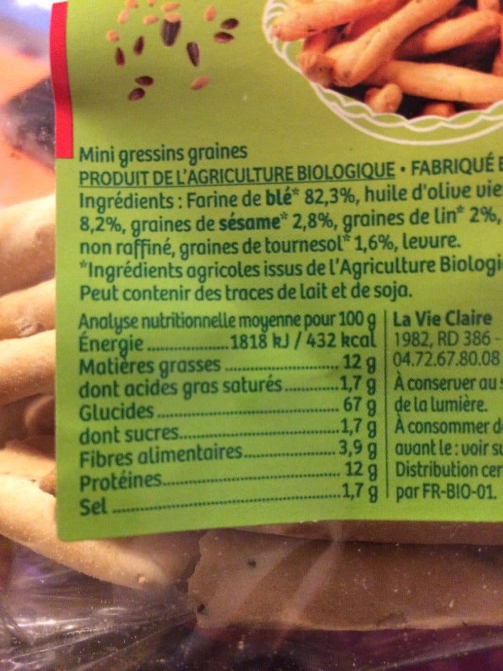 La Vie Claire Mini gressini aux graines packshot