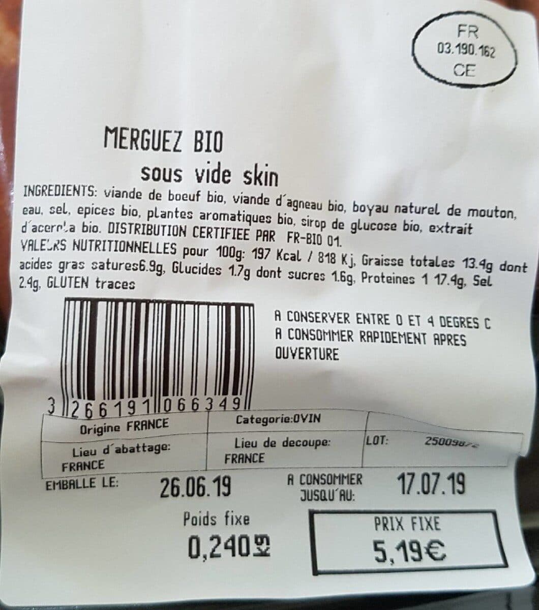 La Vie Claire Les Merguez packshot
