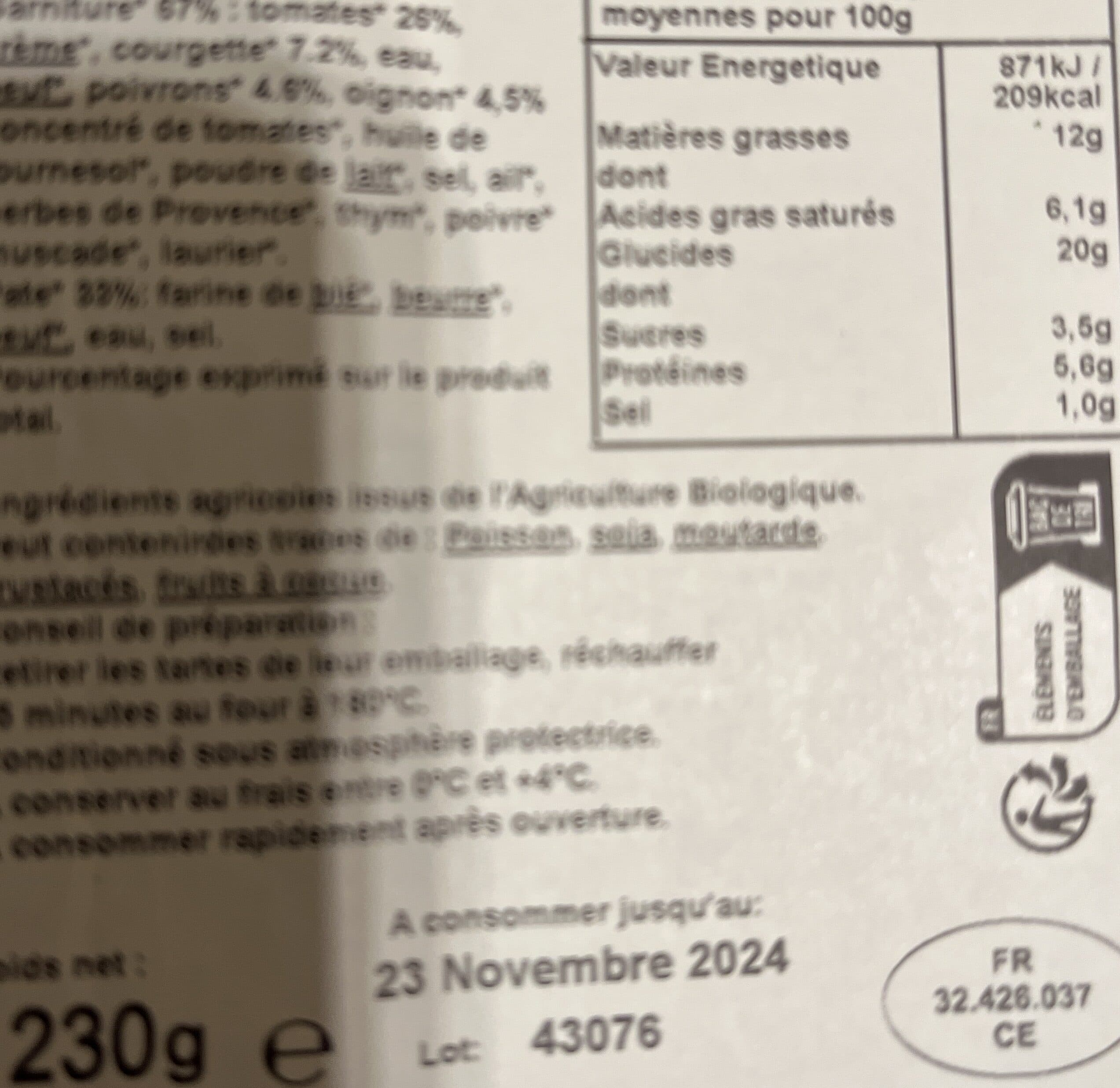 La Vie Claire Les Petites Tartes à la Provençale packshot
