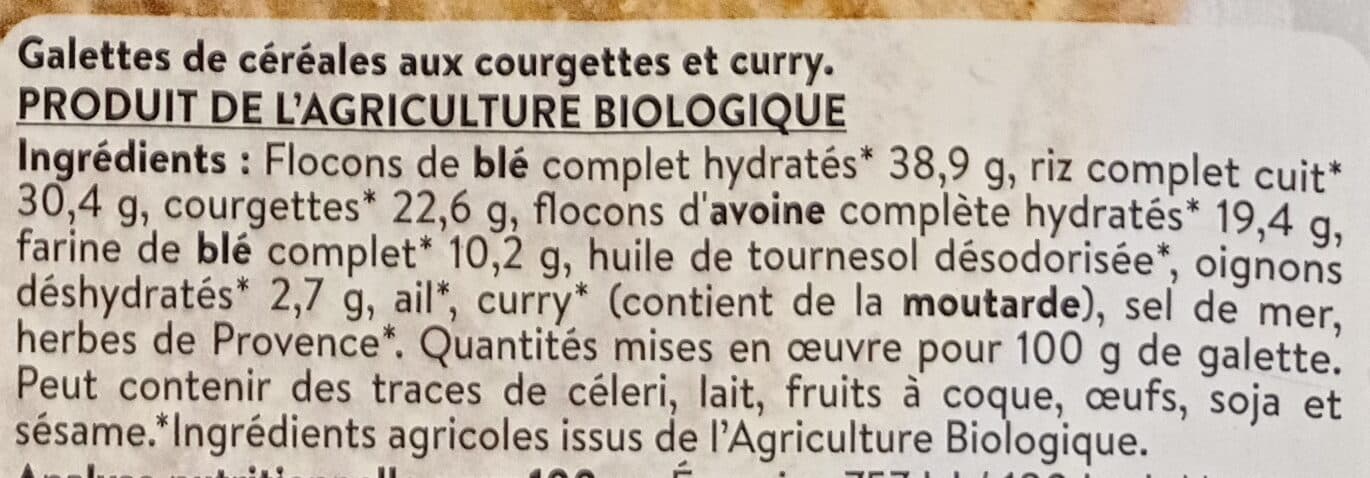 La Vie Claire Galettes Céréales courgettes curry packshot