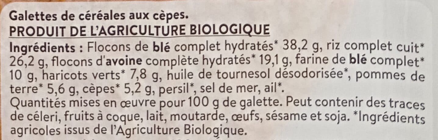 La Vie Claire Galettes céréales cèpes packshot