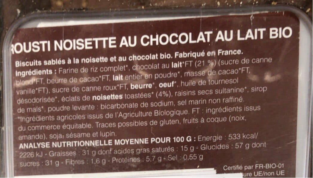 La Vie Claire Crousti noisette au chocolat au lait bio packshot