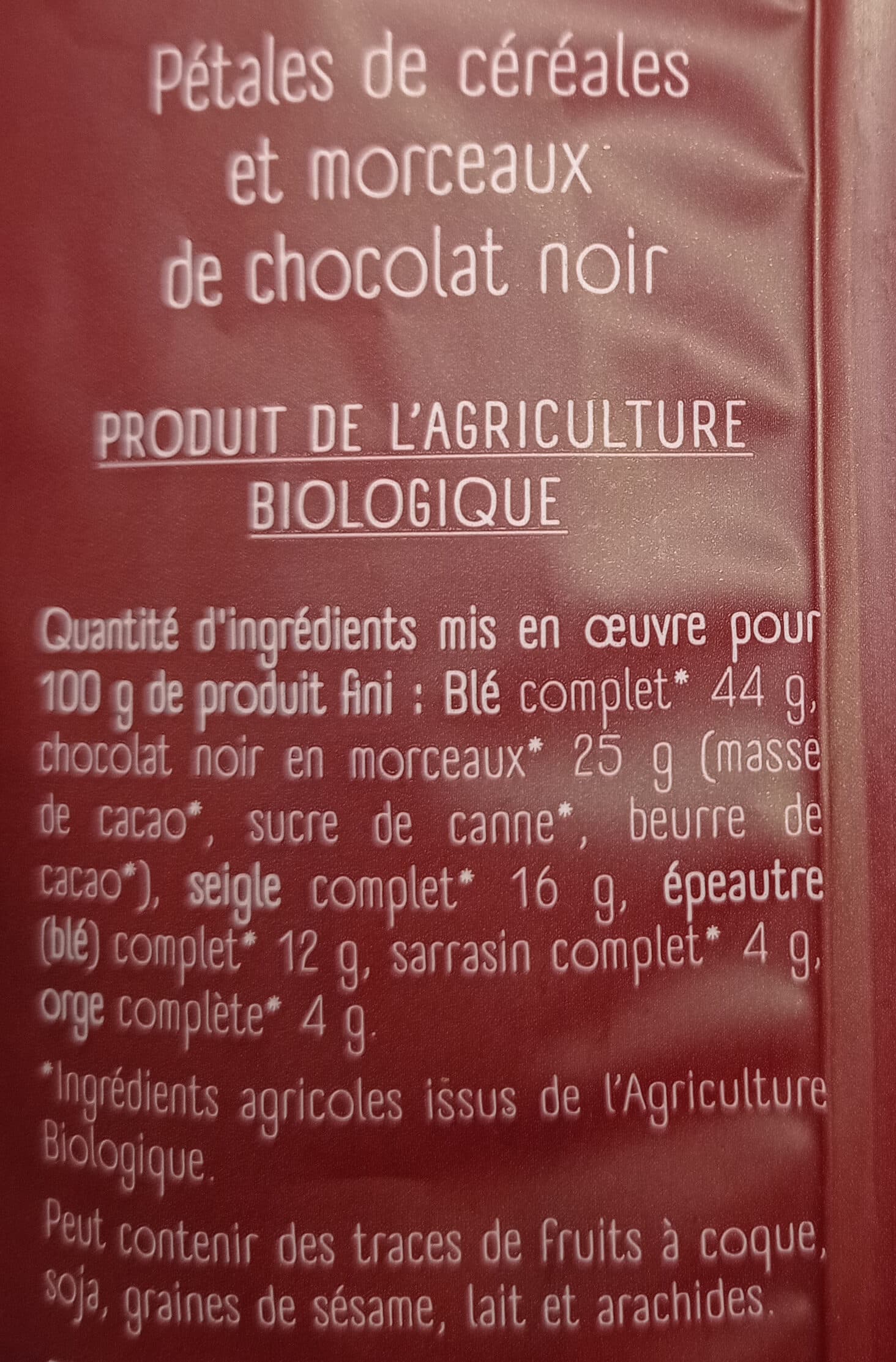 La Vie Claire Petales au chocolat noir packshot