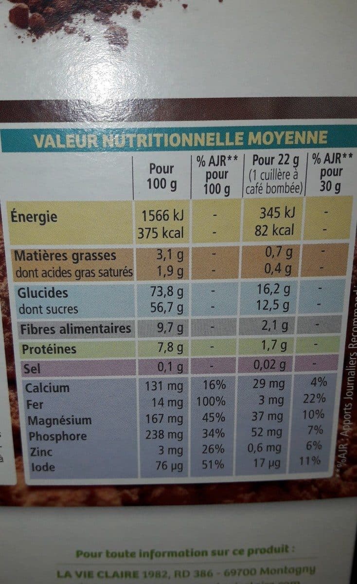 La Vie Claire Petit Dej' Vitalité Cacao, Céréales Et Algues Bio packshot