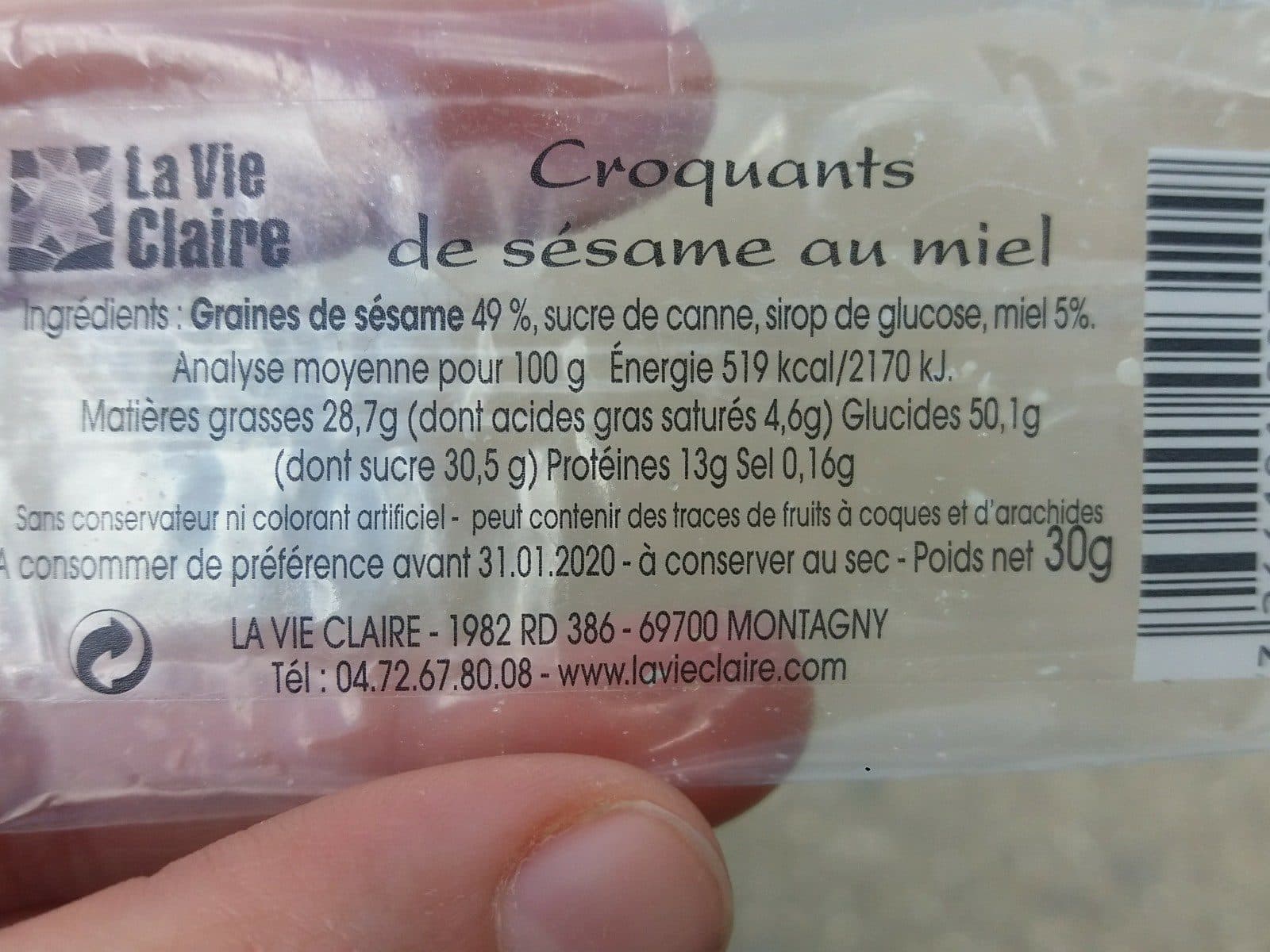 La Vie Claire Croquants de sésame au miel packshot