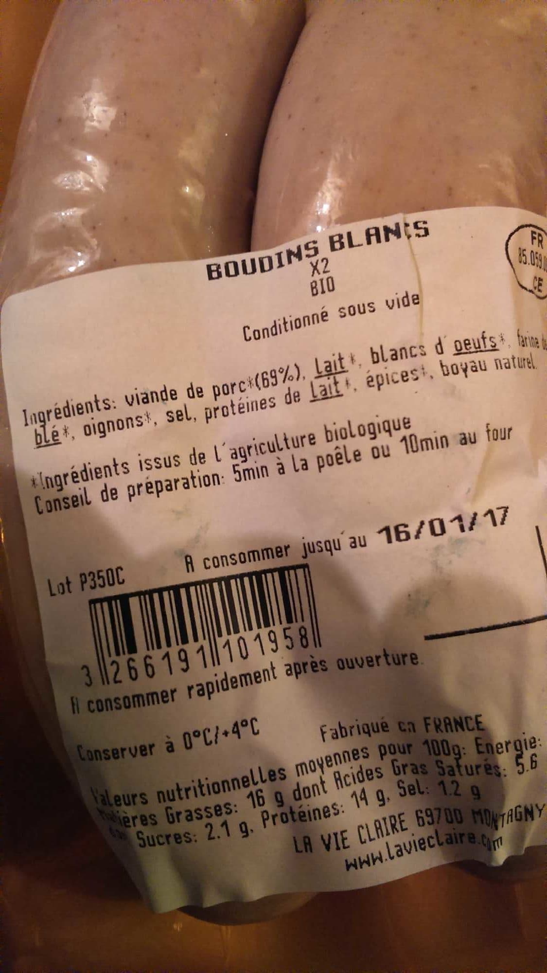 La Vie Claire Boudin blanc packshot