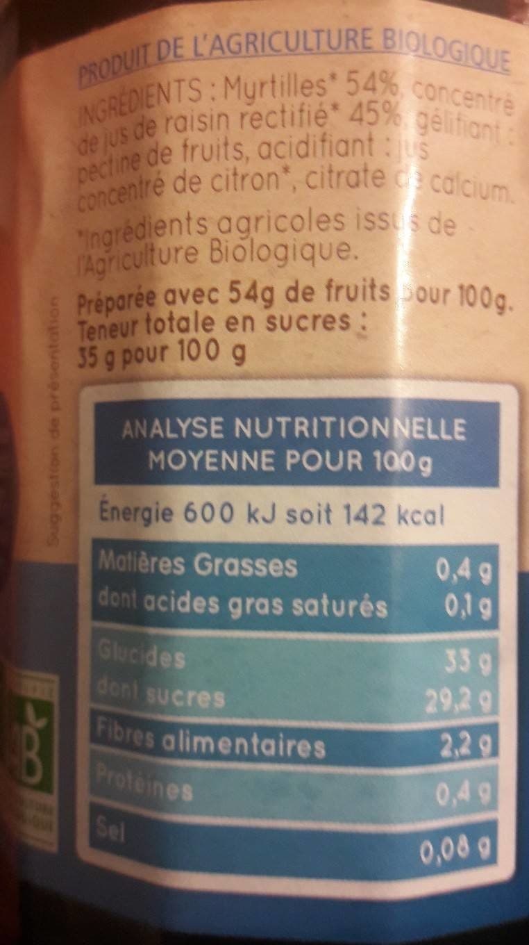 La Vie Claire Confiture de myrtille packshot