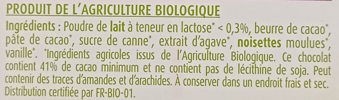 La Vie Claire Chocolat Au Lait Sans Lactose packshot