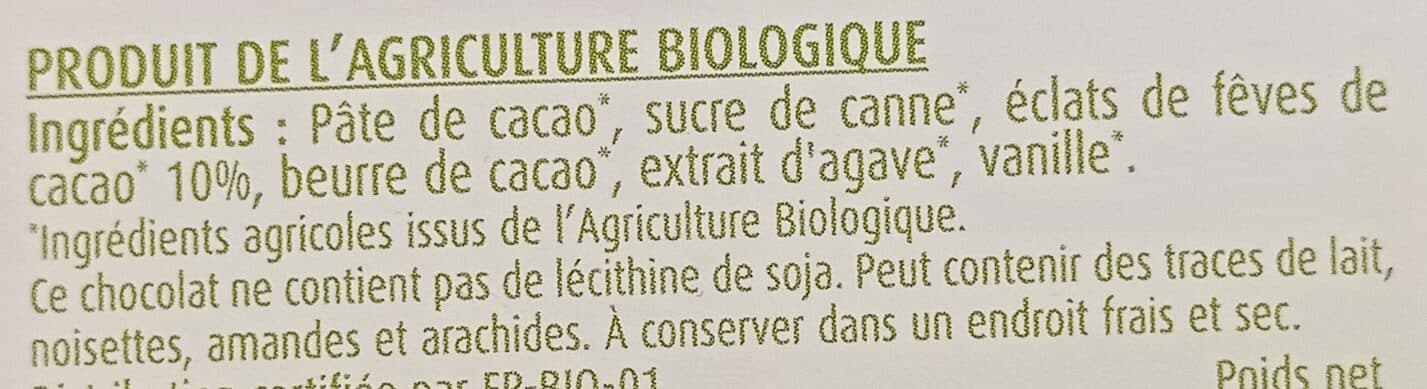 La Vie Claire Chocolat Noir 72% de Cacao Aux Fèves De Cacao packshot