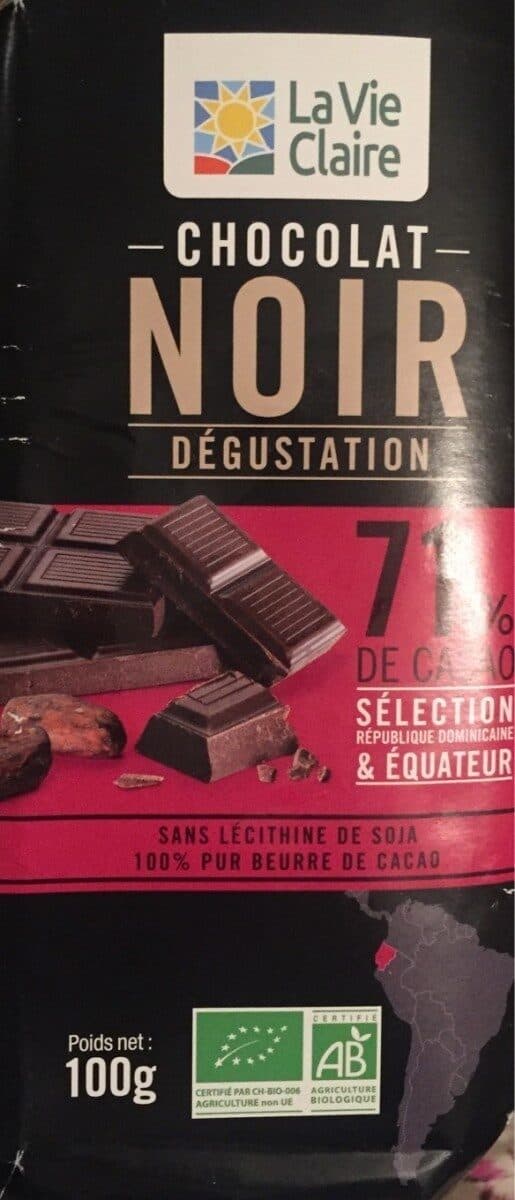 La Vie Claire Chocolat noir dégustation packshot