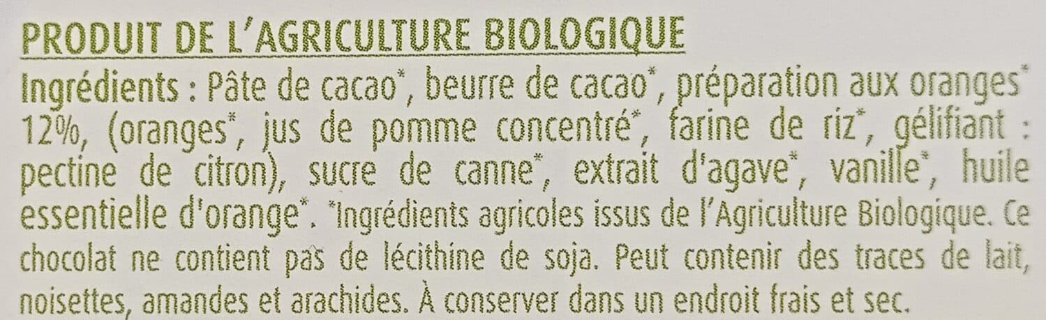 La Vie Claire Chocolat noir 85% aux éclats d'orange packshot