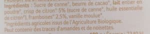 La Vie Claire Chocolat Blanc à Croquer aux Éclats de Framboise et de Citron packshot