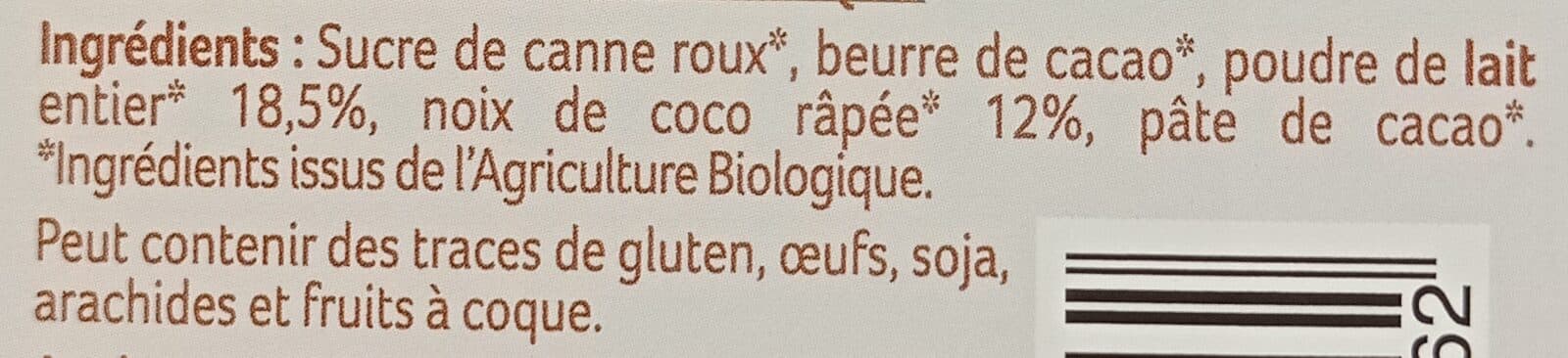 La Vie Claire Chocolat au Lait à la Noix de Coco Râpée packshot