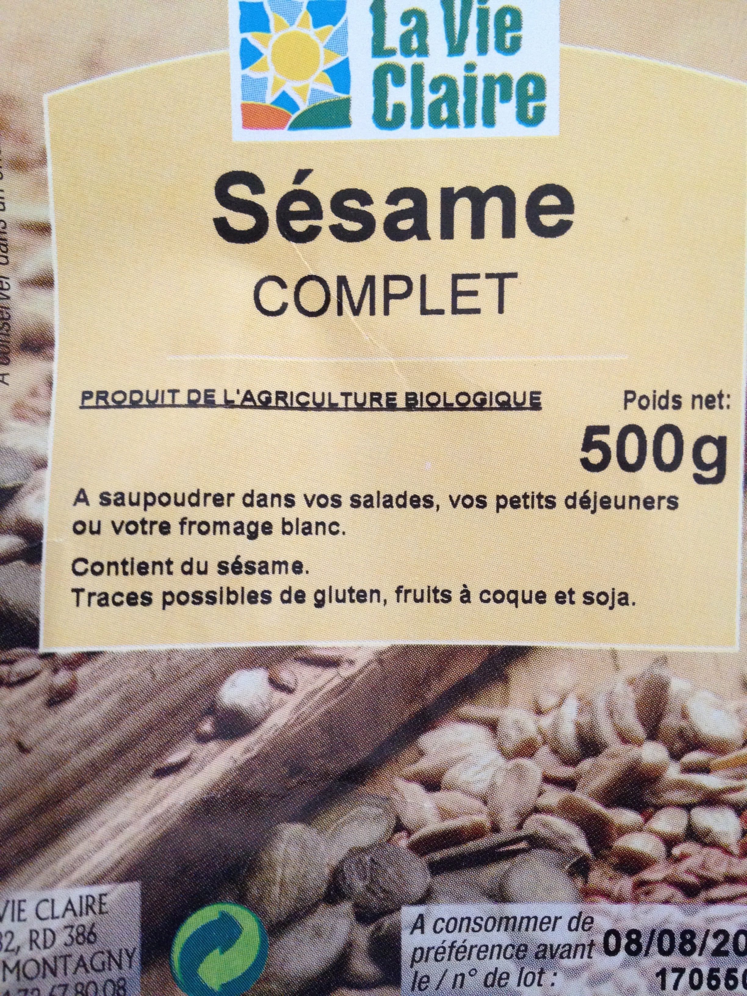 La Vie Claire Sesame complet packshot