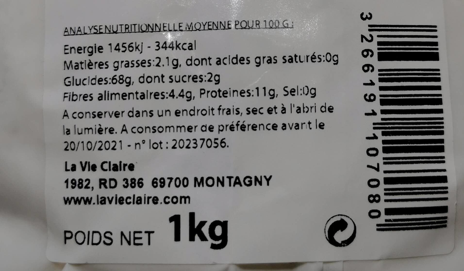 La Vie Claire Farine De Blé Type 110 packshot