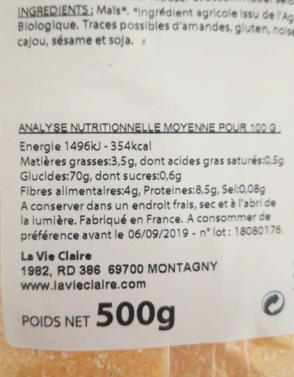 La Vie Claire Semoule de maïs complète packshot
