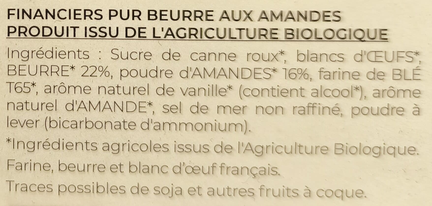 La Vie Claire Financiers packshot