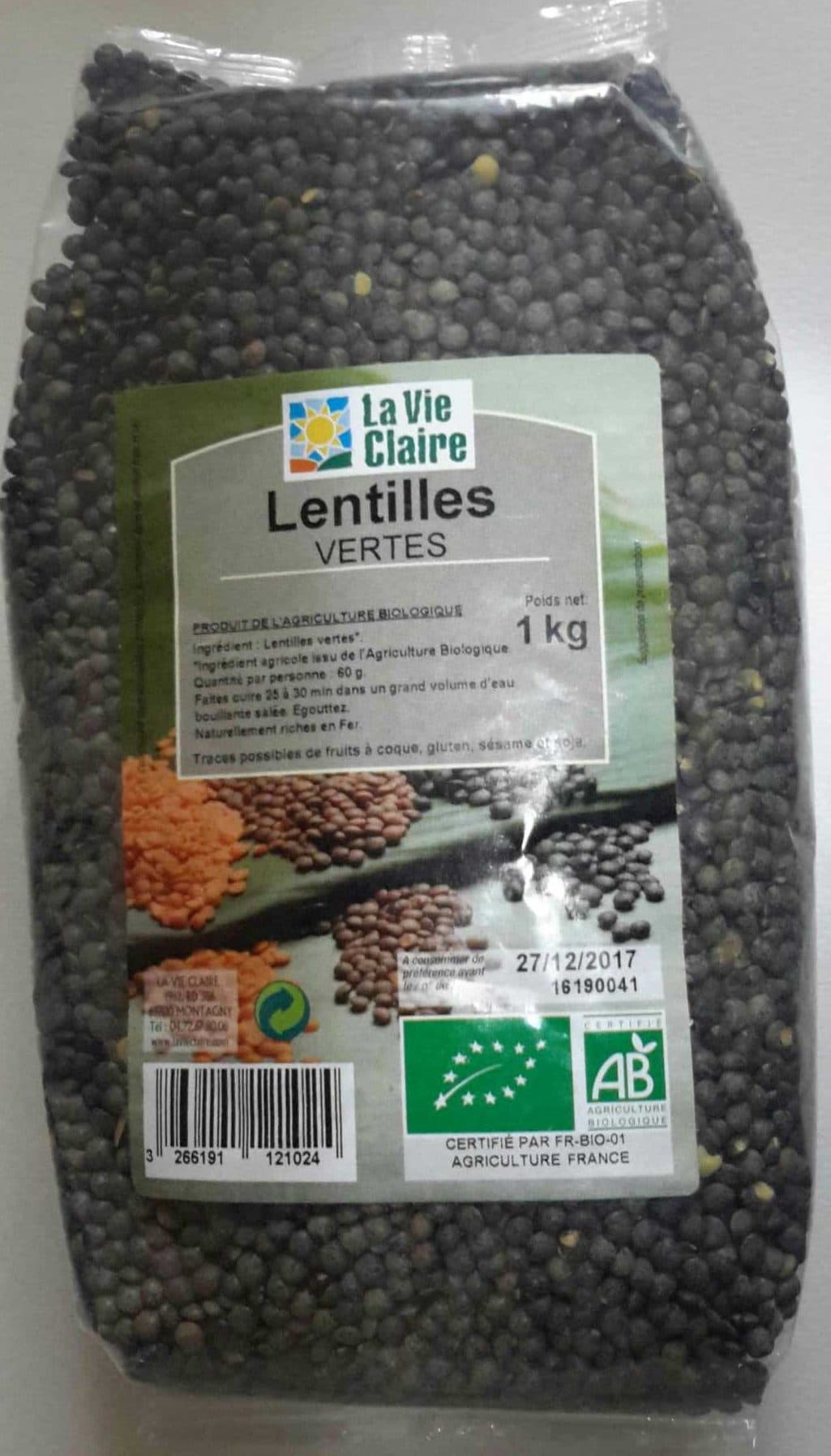 La Vie Claire Lentilles vertes packshot