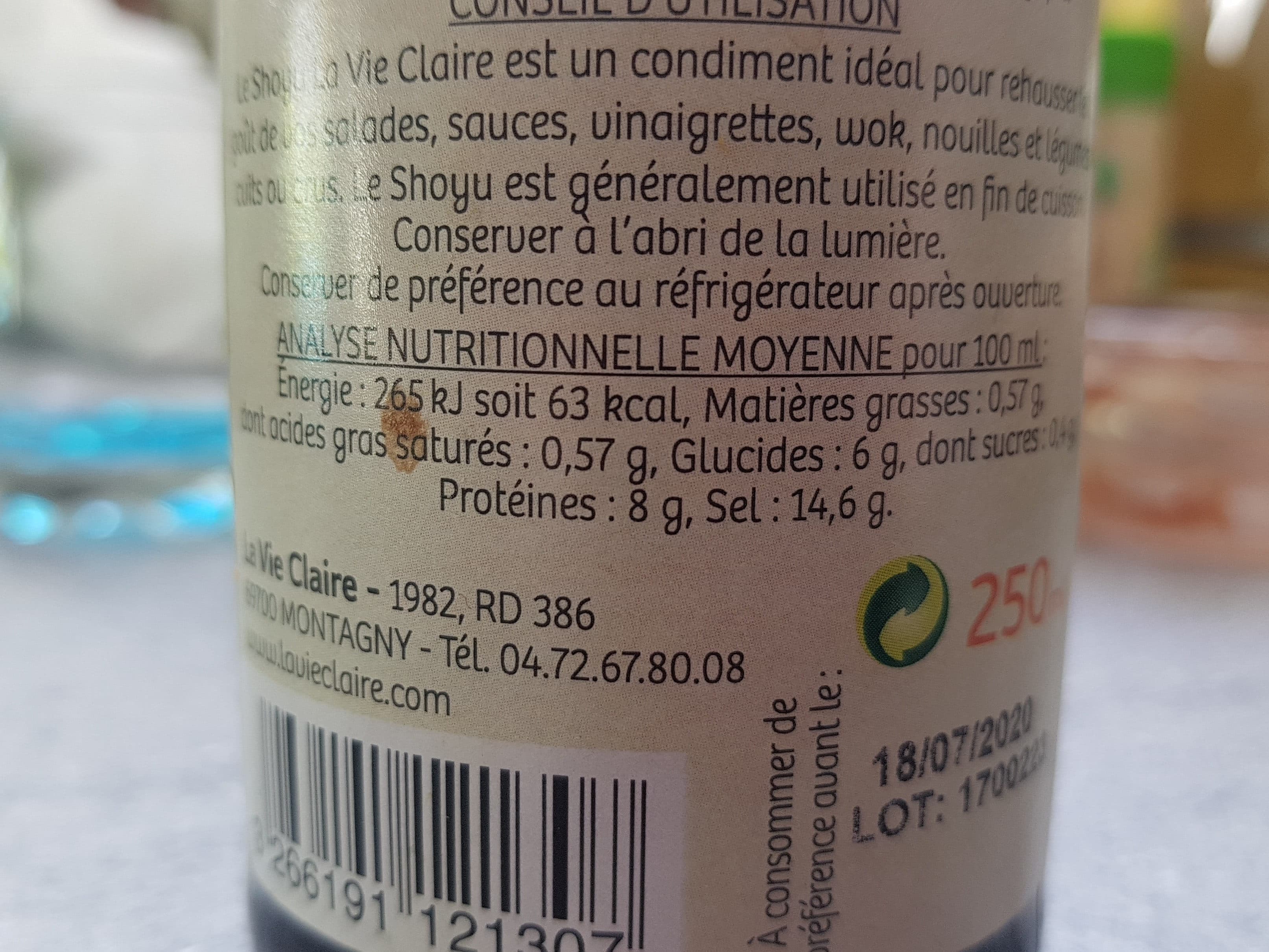 La Vie Claire Sauce SHOYU au soja et au blé packshot