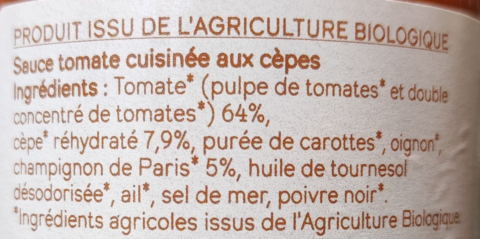 La Vie Claire Sauce tomate aux cèpes packshot