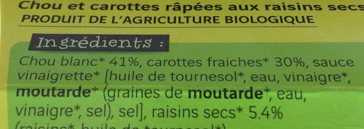 La vie claire Salade de chou, carottes et raisins secs packshot