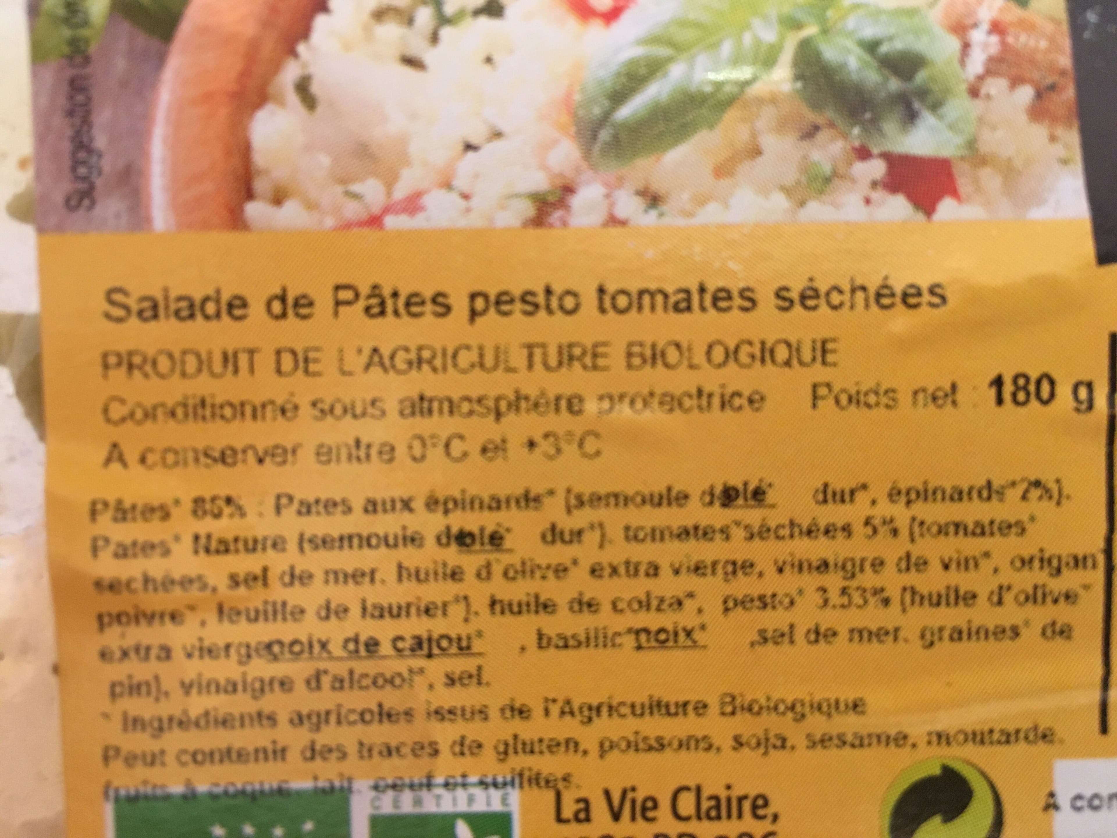 La Vie Claire Salade de pates pesto tomates séchées packshot