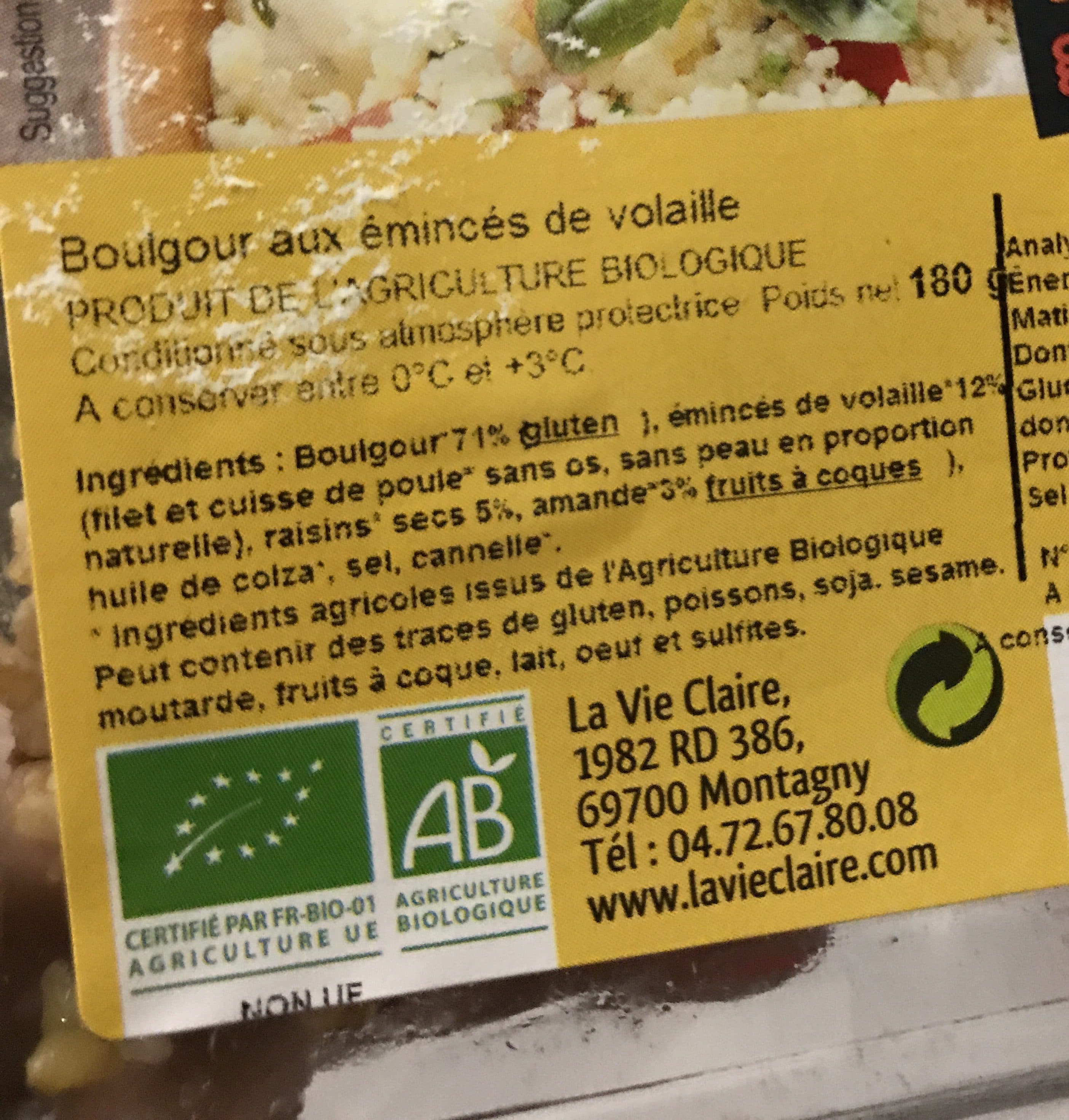 La Vie Claire Les petites gourmandes ; boulgour aux emincés de volaille packshot