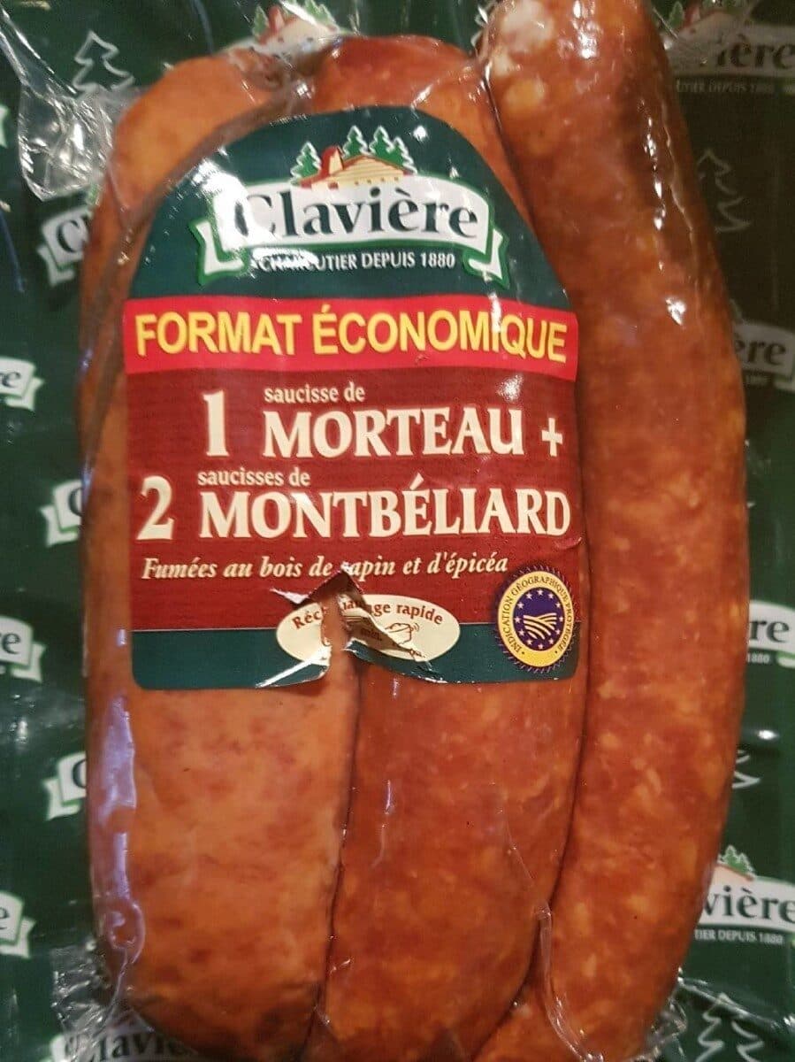 Clavière Saucisses 1 Morteau + 2 Montbeliard packshot