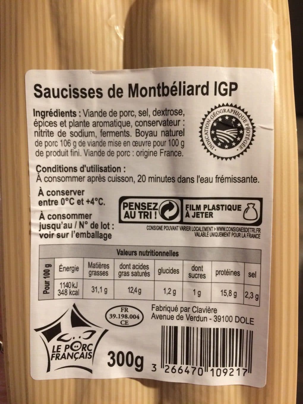 Sans Saucisses de Montbéliard IGP packshot